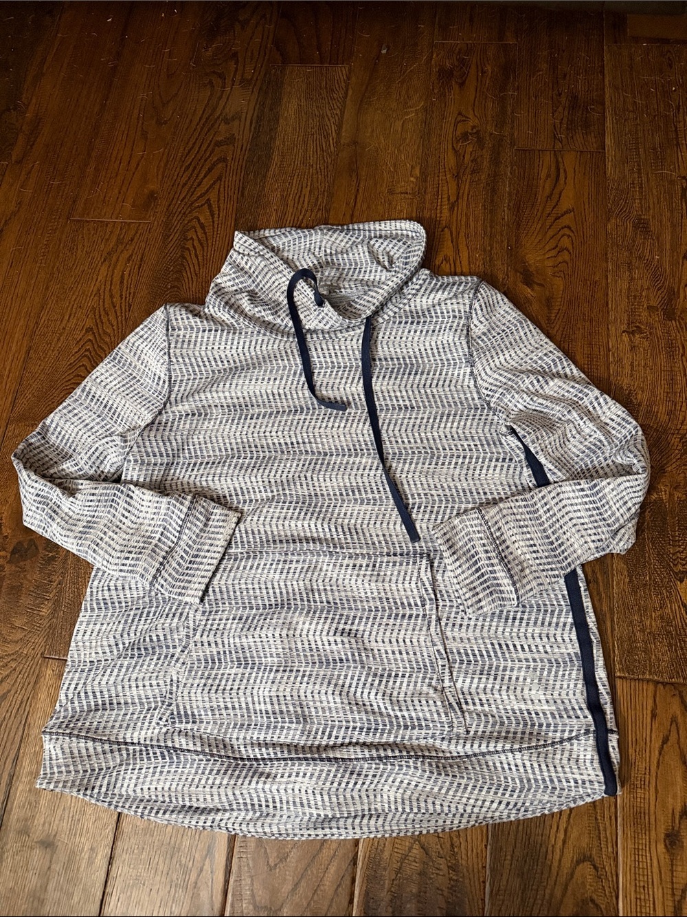 TALBOTS Hooded Pullover Sweater - Navy & White Pattern Size L/XL